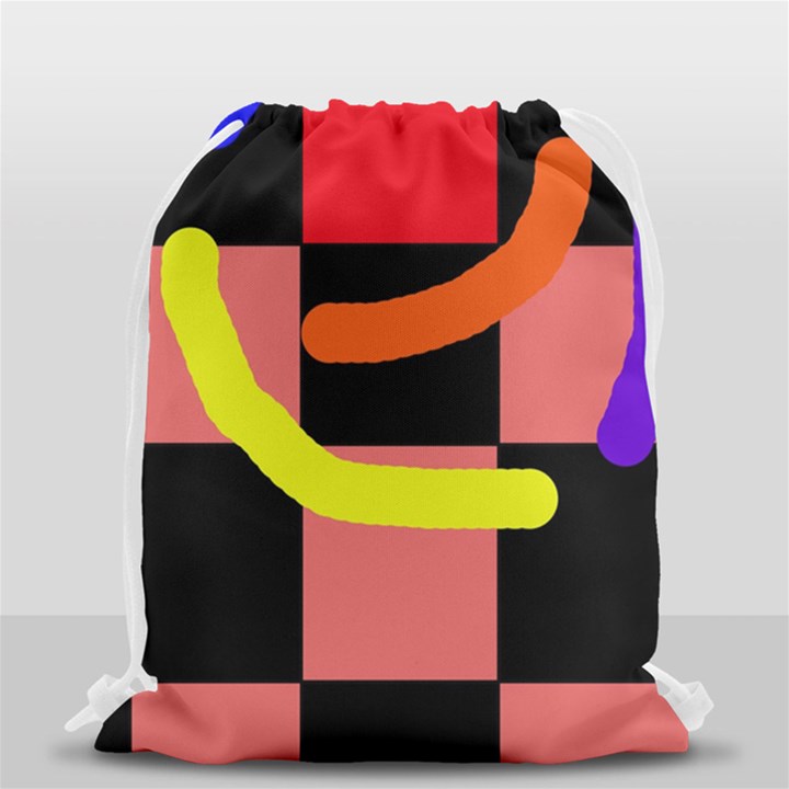 Multicolor abstraction Drawstring Bag (Small)