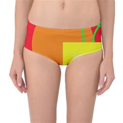 Colorful Abstraction Mid-waist Bikini Bottoms by Valentinaart