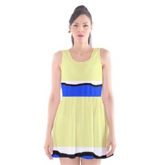 Yellow And Blue Simple Design Scoop Neck Skater Dress by Valentinaart