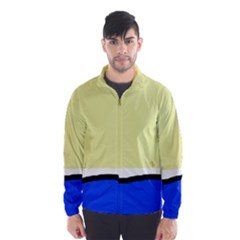 Yellow And Blue Simple Design Wind Breaker (men) by Valentinaart