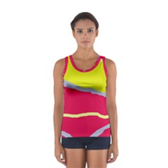 Red And Yellow Design Women s Sport Tank Top  by Valentinaart