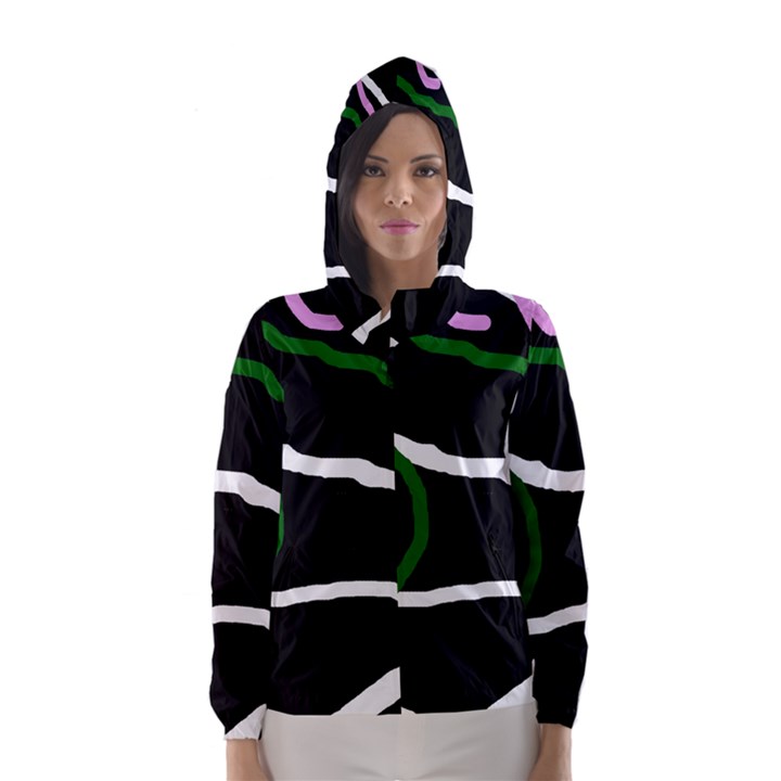 Decorative lines Hooded Wind Breaker (Women)