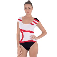 Red, Black And White Design Short Sleeve Leotard  by Valentinaart