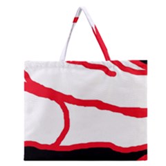 Red, Black And White Design Zipper Large Tote Bag by Valentinaart