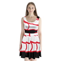 Red, Black And White Design Split Back Mini Dress  by Valentinaart