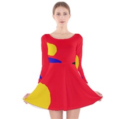 Colorful Abstraction Long Sleeve Velvet Skater Dress by Valentinaart