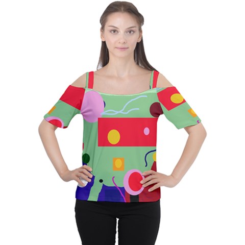 Optimistic Abstraction Women s Cutout Shoulder Tee by Valentinaart