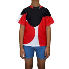 Red, Black And White Kid s Short Sleeve Swimwear by Valentinaart