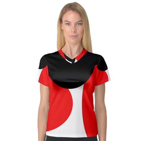 Red, Black And White Women s V-neck Sport Mesh Tee by Valentinaart