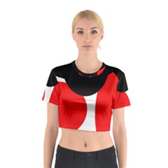 Red, Black And White Cotton Crop Top by Valentinaart