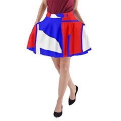 Blue, Red, White Design  A-line Pocket Skirt by Valentinaart