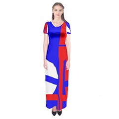 Blue, Red, White Design  Short Sleeve Maxi Dress by Valentinaart