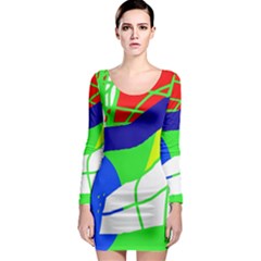 Colorful Abstraction Long Sleeve Bodycon Dress by Valentinaart