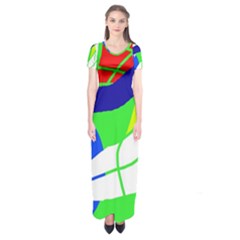 Colorful Abstraction Short Sleeve Maxi Dress by Valentinaart