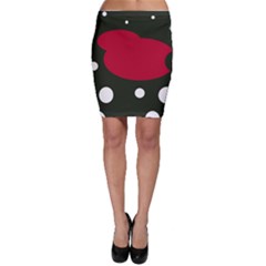 Red, Black And White Abstraction Bodycon Skirt by Valentinaart