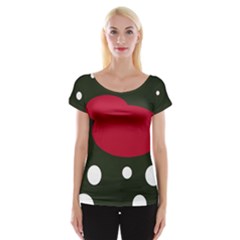 Red, Black And White Abstraction Women s Cap Sleeve Top by Valentinaart