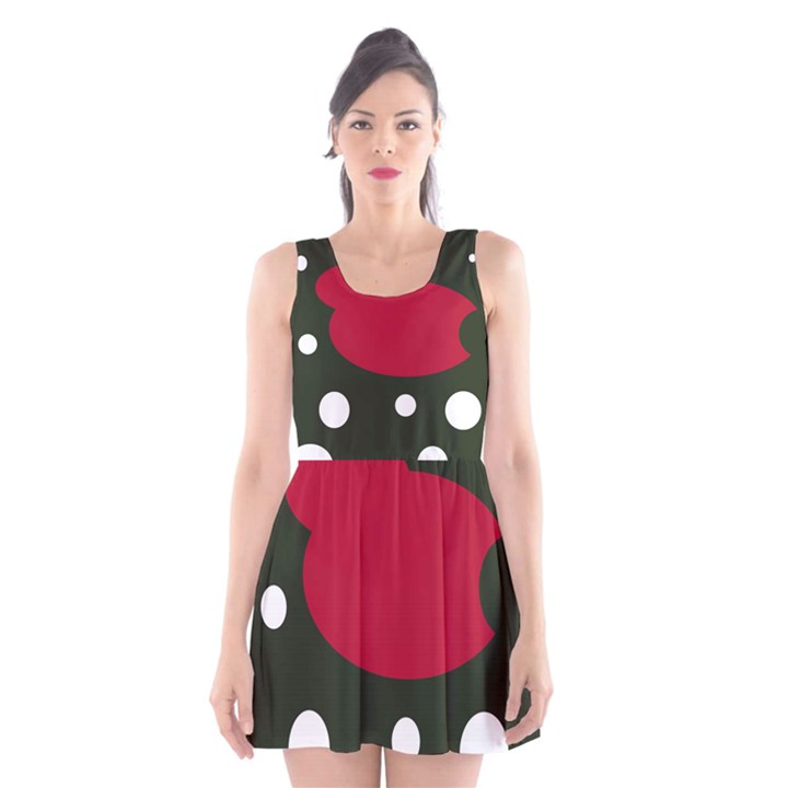 Red, black and white abstraction Scoop Neck Skater Dress