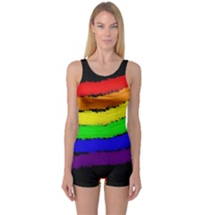 Rainbow One Piece Boyleg Swimsuit