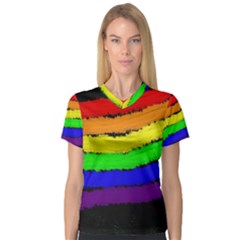 Rainbow Women s V-Neck Sport Mesh Tee