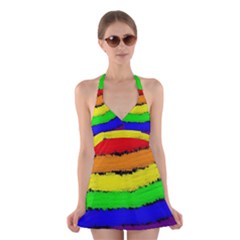 Rainbow Halter Swimsuit Dress