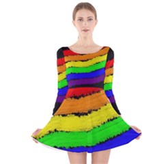 Rainbow Long Sleeve Velvet Skater Dress