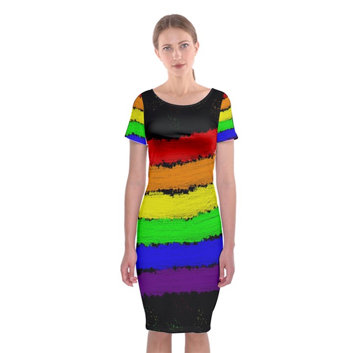 Rainbow Classic Short Sleeve Midi Dress