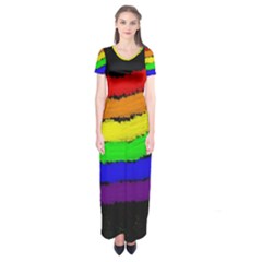 Rainbow Short Sleeve Maxi Dress