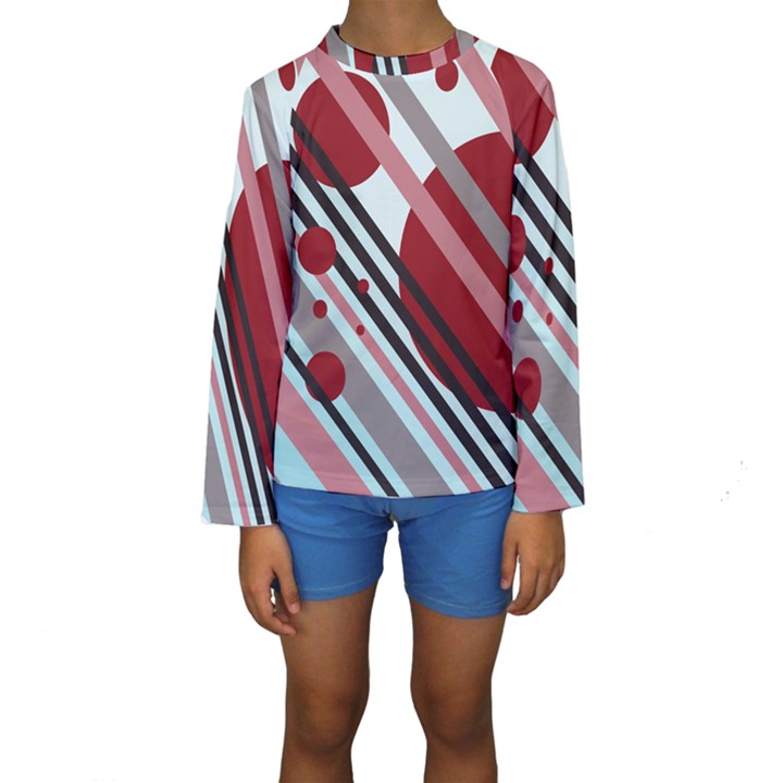 Colorful lines and circles Kid s Long Sleeve Swimwear