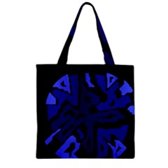 Deep Blue Abstraction Zipper Grocery Tote Bag by Valentinaart