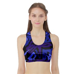 Deep Blue Abstraction Sports Bra With Border by Valentinaart