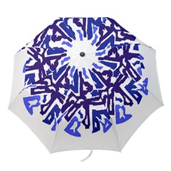 Deep Blue Abstraction Folding Umbrellas by Valentinaart