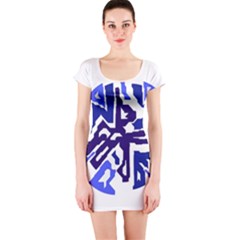 Deep Blue Abstraction Short Sleeve Bodycon Dress by Valentinaart