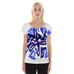 Deep Blue Abstraction Women s Cap Sleeve Top by Valentinaart