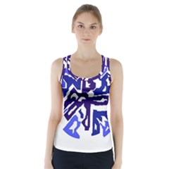 Deep Blue Abstraction Racer Back Sports Top by Valentinaart