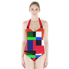 Colorful Abstraction Halter Swimsuit by Valentinaart