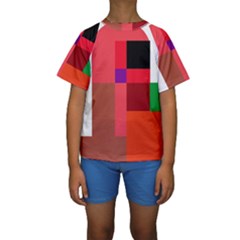 Colorful Abstraction Kid s Short Sleeve Swimwear by Valentinaart