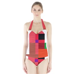 Colorful Abstraction Halter Swimsuit by Valentinaart