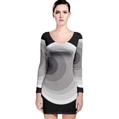 Gray Abstraction Long Sleeve Velvet Bodycon Dress by Valentinaart