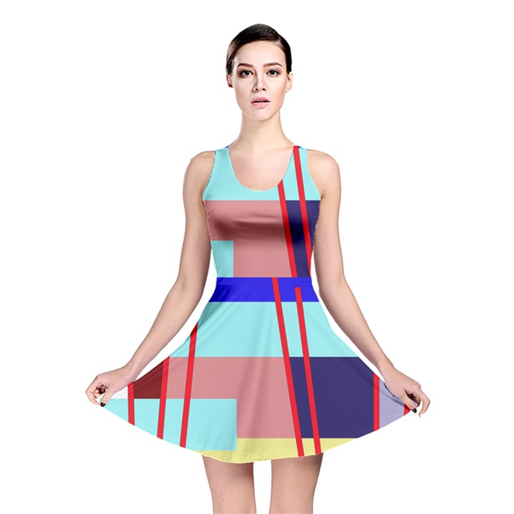 Abstract landscape Reversible Skater Dress