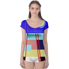 Abstract Landscape Boyleg Leotard 