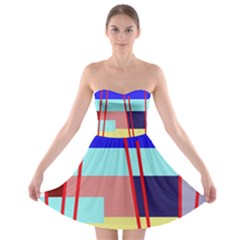 Abstract Landscape Strapless Dresses by Valentinaart