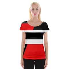 Red, White And Black Abstraction Women s Cap Sleeve Top by Valentinaart