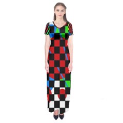 Colorful Abstraction Short Sleeve Maxi Dress by Valentinaart