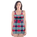 Red blue shapes pattern                                                                                     Skater Dress Swimsuit View1