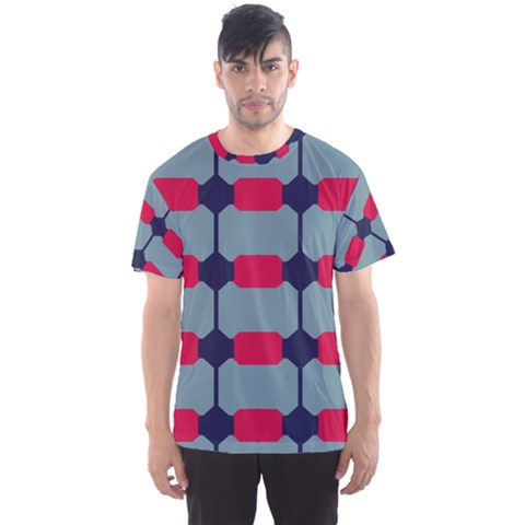 Red Blue Shapes Pattern                                                                                     Men s Sport Mesh Tee by LalyLauraFLM