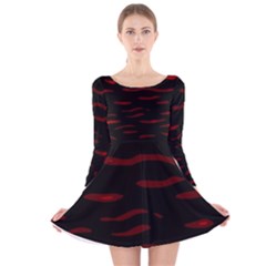 Red And Black Long Sleeve Velvet Skater Dress by Valentinaart