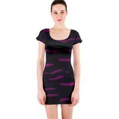 Purple And Black Short Sleeve Bodycon Dress by Valentinaart