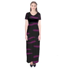 Purple And Black Short Sleeve Maxi Dress by Valentinaart