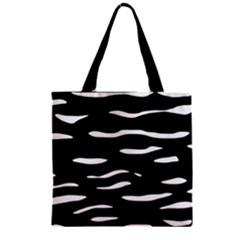 Black And White Zipper Grocery Tote Bag by Valentinaart