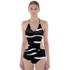 Black And White Cut-out One Piece Swimsuit by Valentinaart